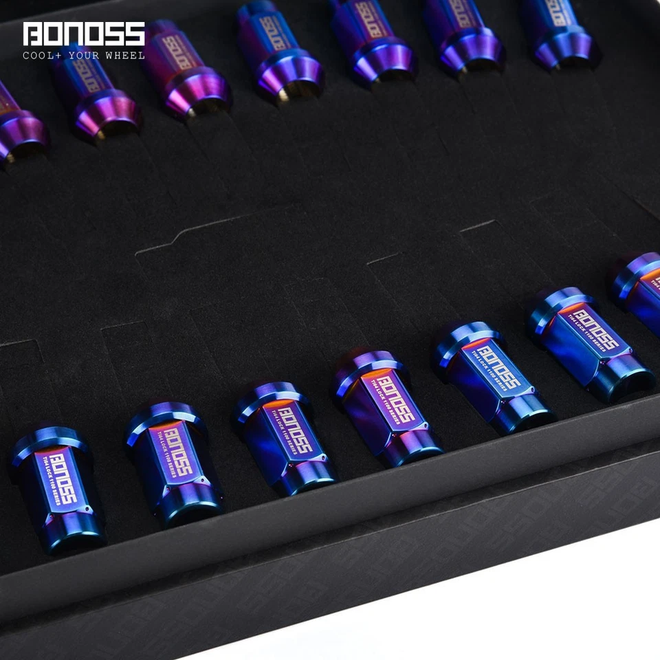Tuercas de rueda de titanio BONOSS M14x1,5 para Tesla modelo 3 Y modelo de rendimiento S a cuadros Foto 4 de 4