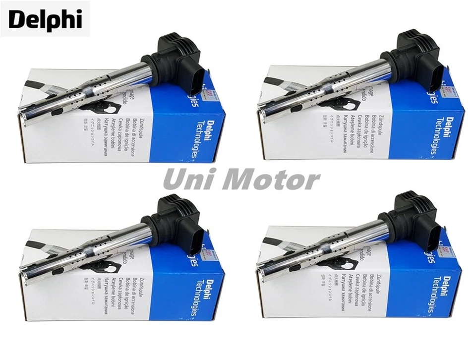 Bobinas de ignição 07K905715F 4 peças OEM Delphi para AUDI A4 Q5 Quattro 2.0 2005-2015 - Imagem 2 de 4