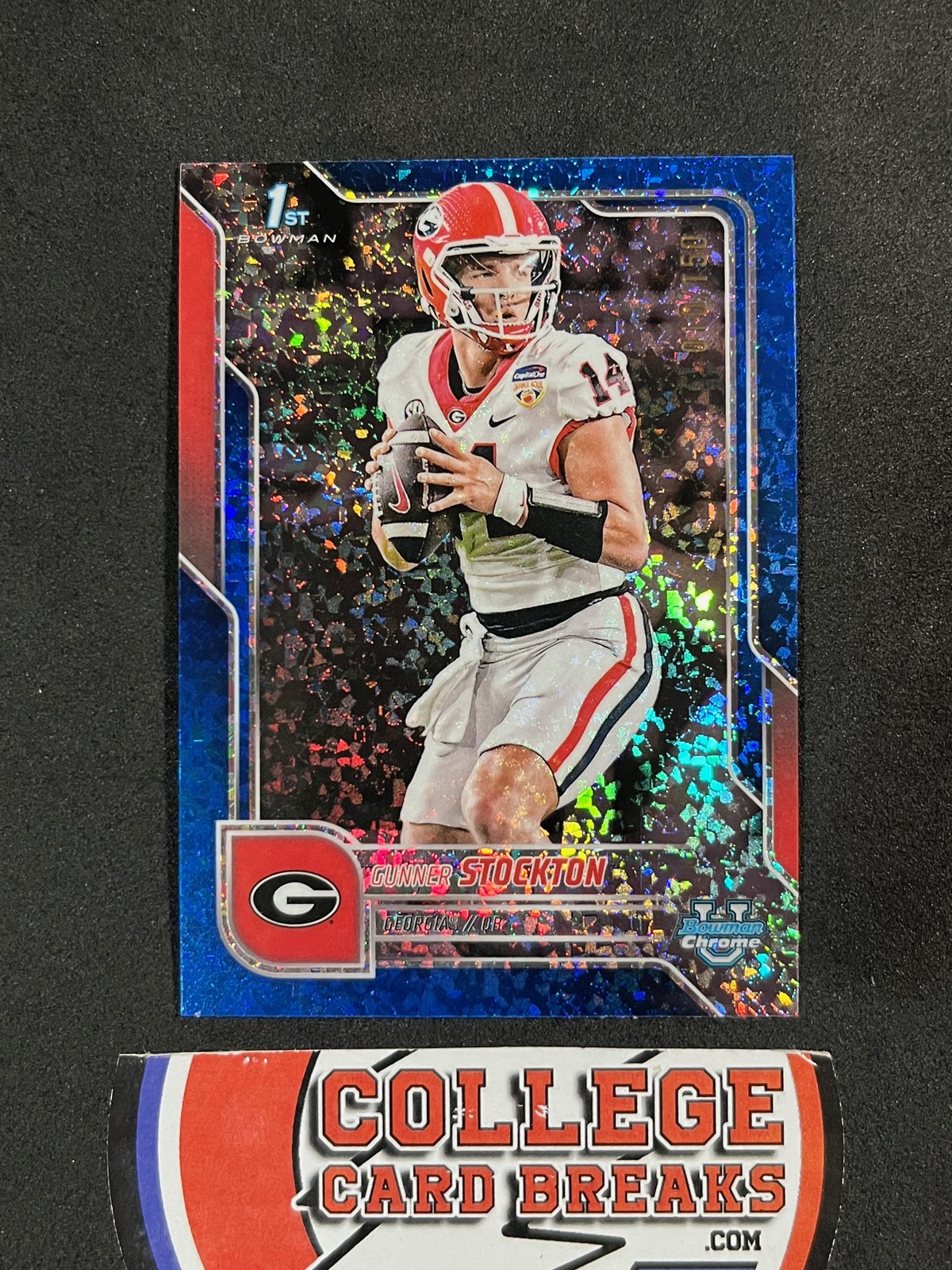 2025 GEORGIA GUNNER STOCKTON /150 1ST BLUE DIAMOND BOWMAN U UNIVERSITY CHROME RC