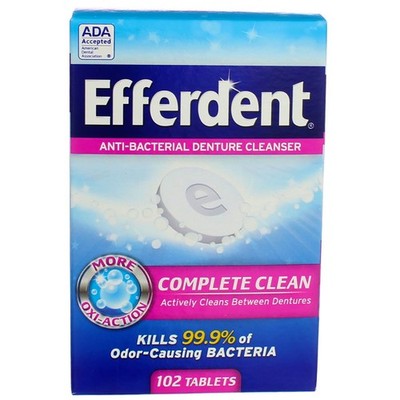 3 Pack Efferdent Complete Clean Denture Cleanser, 102 Ct 10 oz