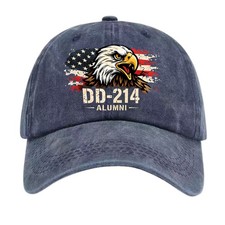 DD-214 Alumni Patriotic Eagle Dad Hat Military Veteran Reunion Baseball Cap Gift