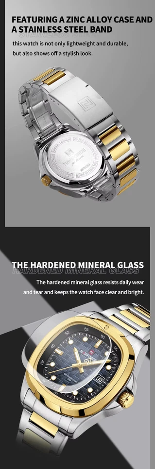 NAVIFORCE Stainless Steel Luminous Date Display Waterproof 30m Luxury Men Watch - Image 4 of 4
