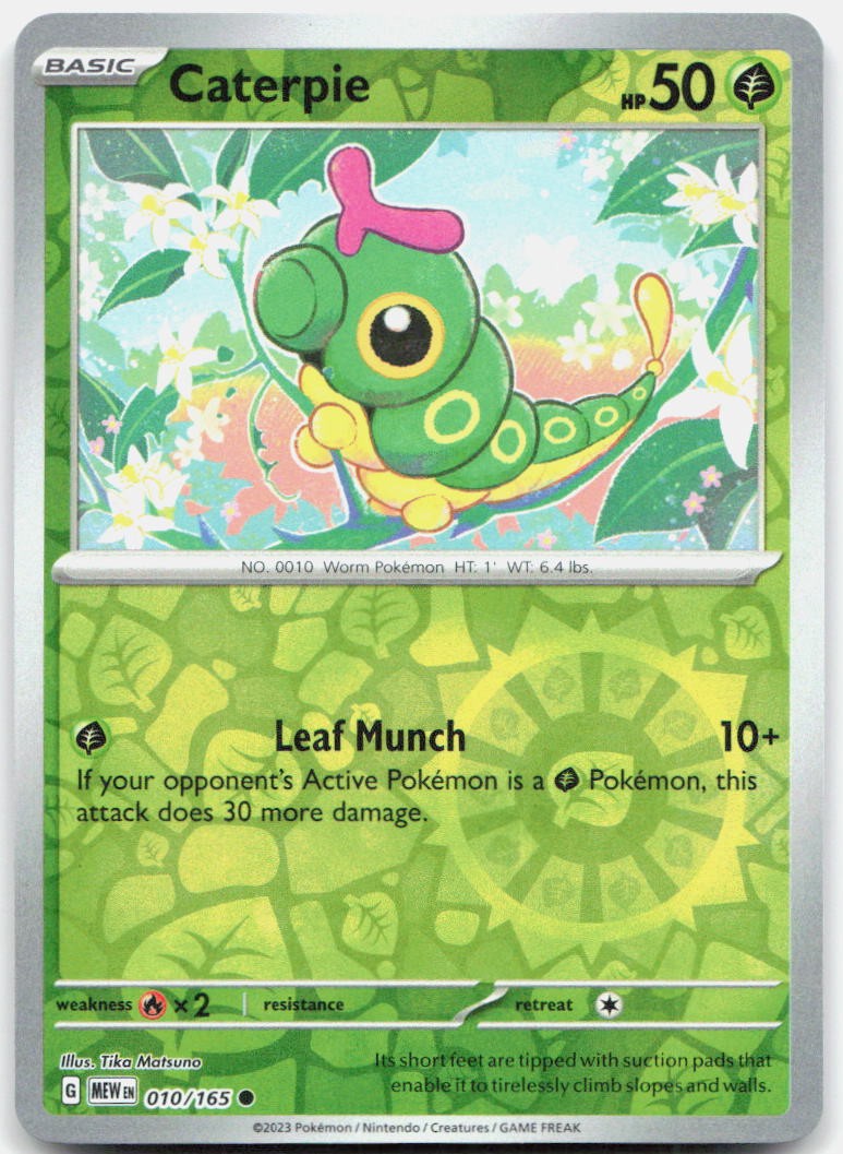 Caterpie 010/165 Common 151 Pokemon Reverse Holo Near Mint