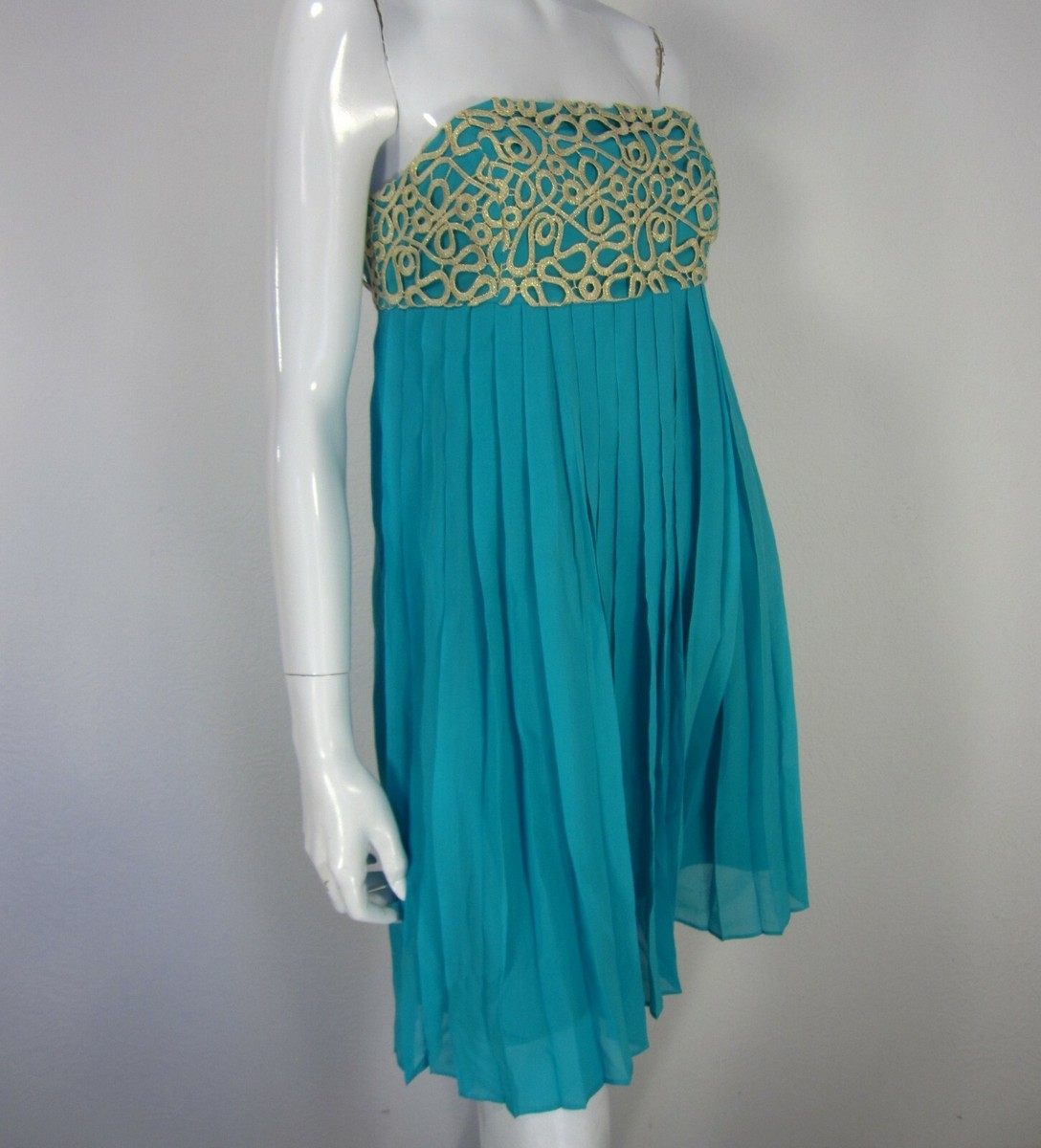 Lily Pulitzer Women's Strapless Dress Sz 2 Turquoise Blue Empire Waist  Party 247