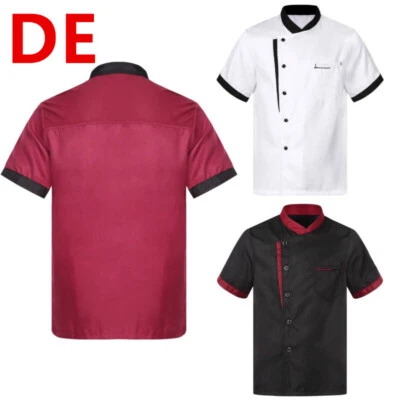 INHZOY DE Unisex Herren Kochjacke Kurzarm Kurz Uniform Berufsbekleidung Kochbekleidung