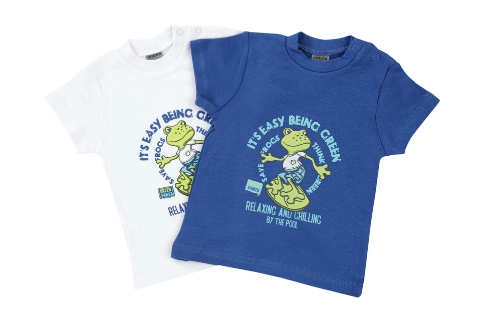 Jacky Baby Junge 2er-Pack T-Shirt " Frosch " blau Gr. 74/80+86/92+50/56+62/68 - Bild 1 von 1