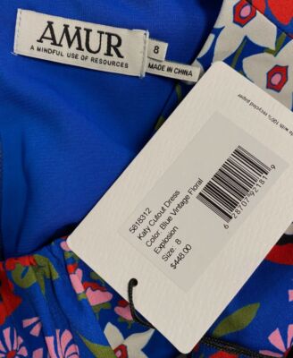 $448 AMUR Women's Blue Floral Print Katy Cutout Dress Size 8 | eBay