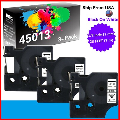 3 PK 45013 Label Tape Compatible for Dymo Label Maker 160 200 210D 220P 260P
