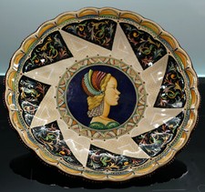 Molaroni Ceramiche Artistiche. Pesaro. Ritratto femminile rinascimentale. Piatto