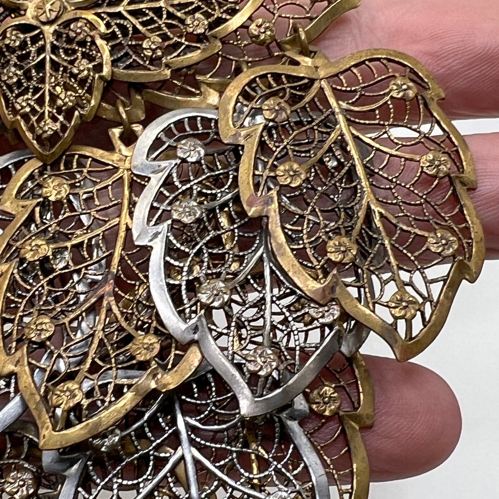 Large Filigree Layered Leaf Statement Brooch 2 To… - image 6