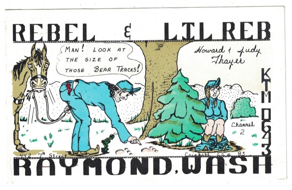 Vintage 1970s Snooper Comic QSL Radio Card Rebel & Lil Reb KTM-0643 Raymond Washington Collectible