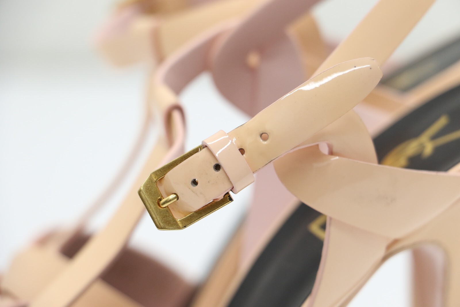 Sandali con plateau Saint Laurent Tribute tessuto in pelle verniciata taglia 9 US 39 EU