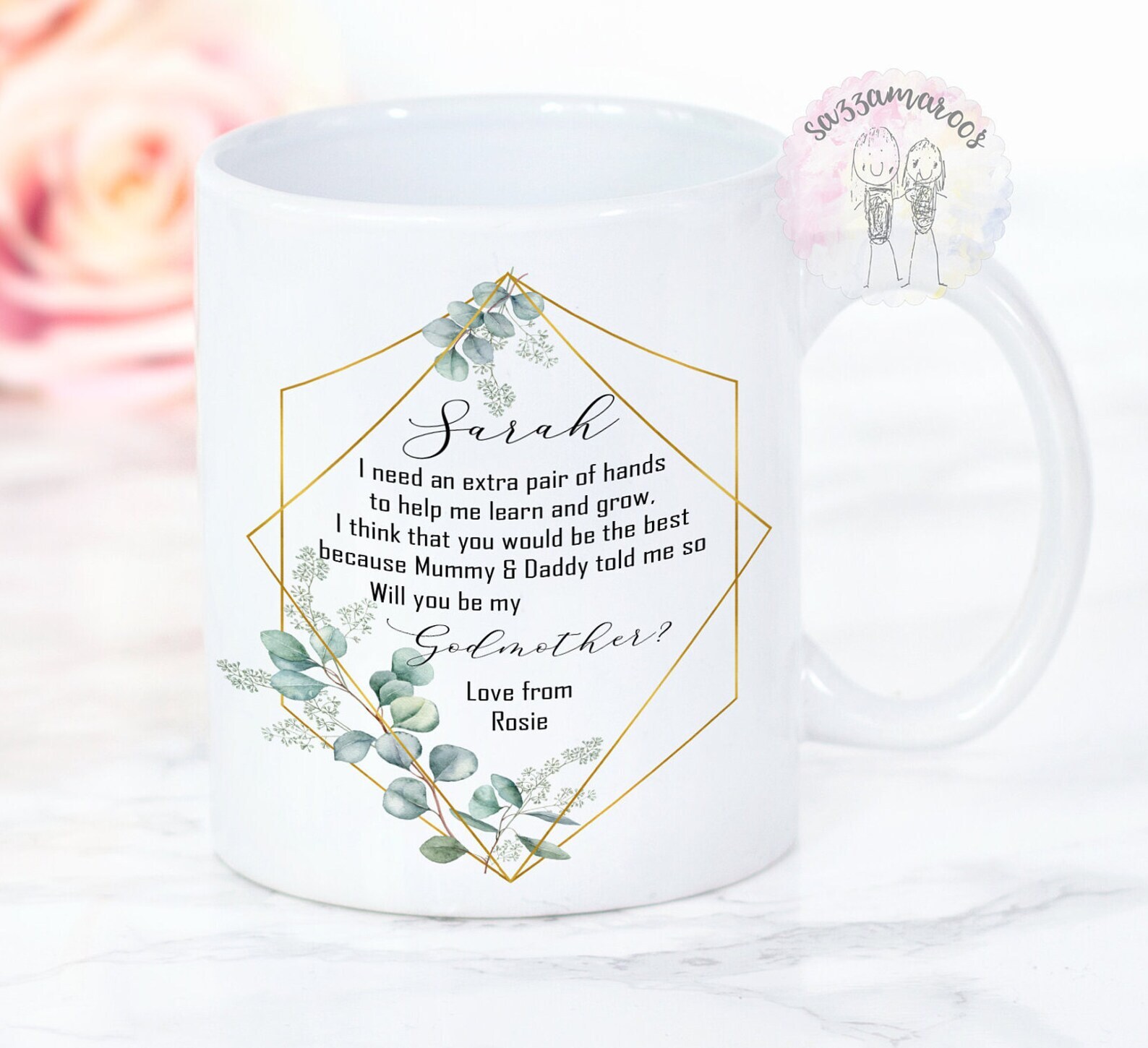 Godmother Gift Godmother Mug Gift For Godmother Geometric Sage Green Will You Be