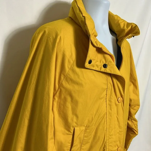Nautica Women's Size Large Yellow Raincoat Hooded Zip and Snap Front Lined Coat - Picture 4 of 16