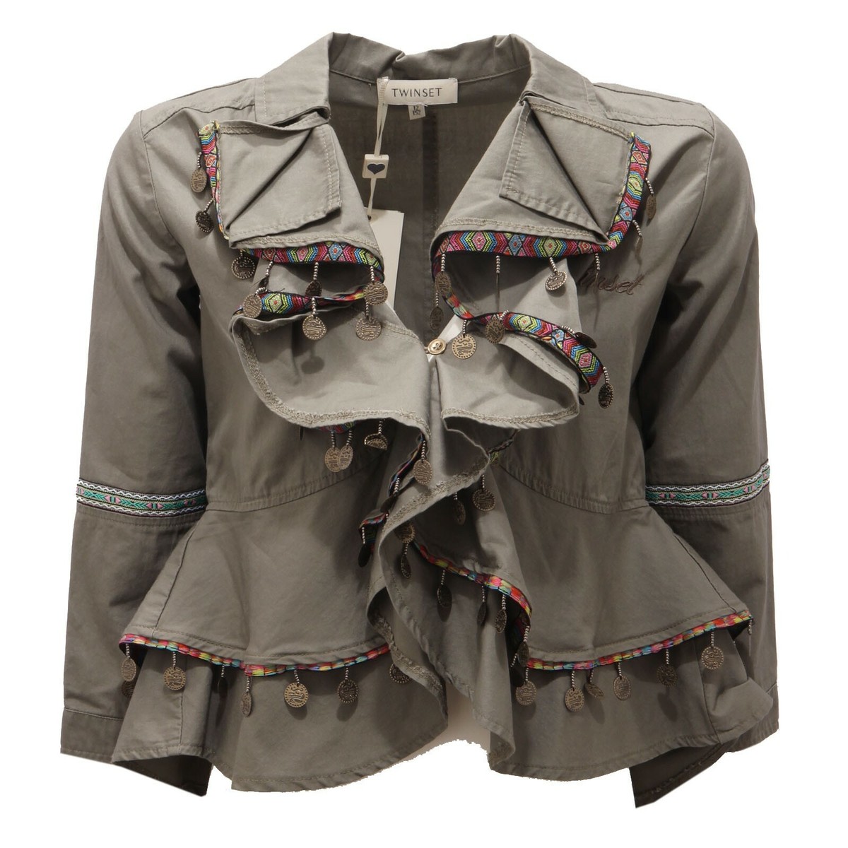 5938AC giacca bimba GIRL TWIN-SET cotton green jacket kids