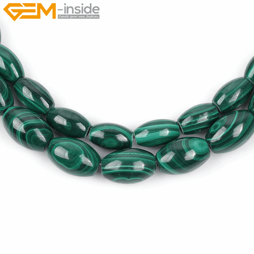 A+ Malachite Olivary Rice Natural Gemstone Grade Beads For Jewelry Making 15" UK - Picture 23 of 24