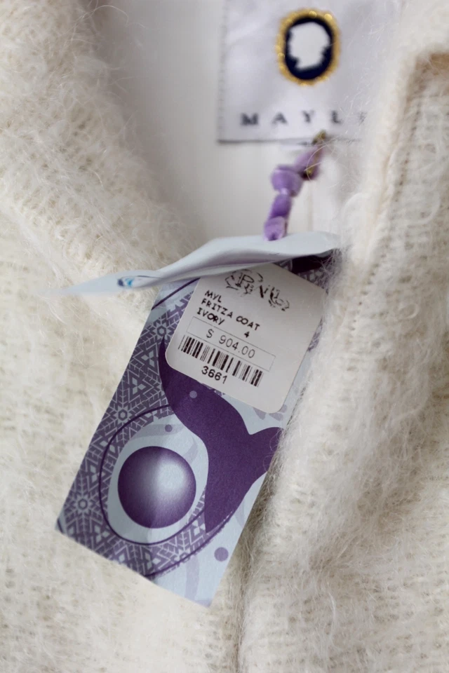 Mayle Abrigo Mohair Fritza Marfil Vestido Abrigo Punto Mangas Talla 4 Foto 4 de 4