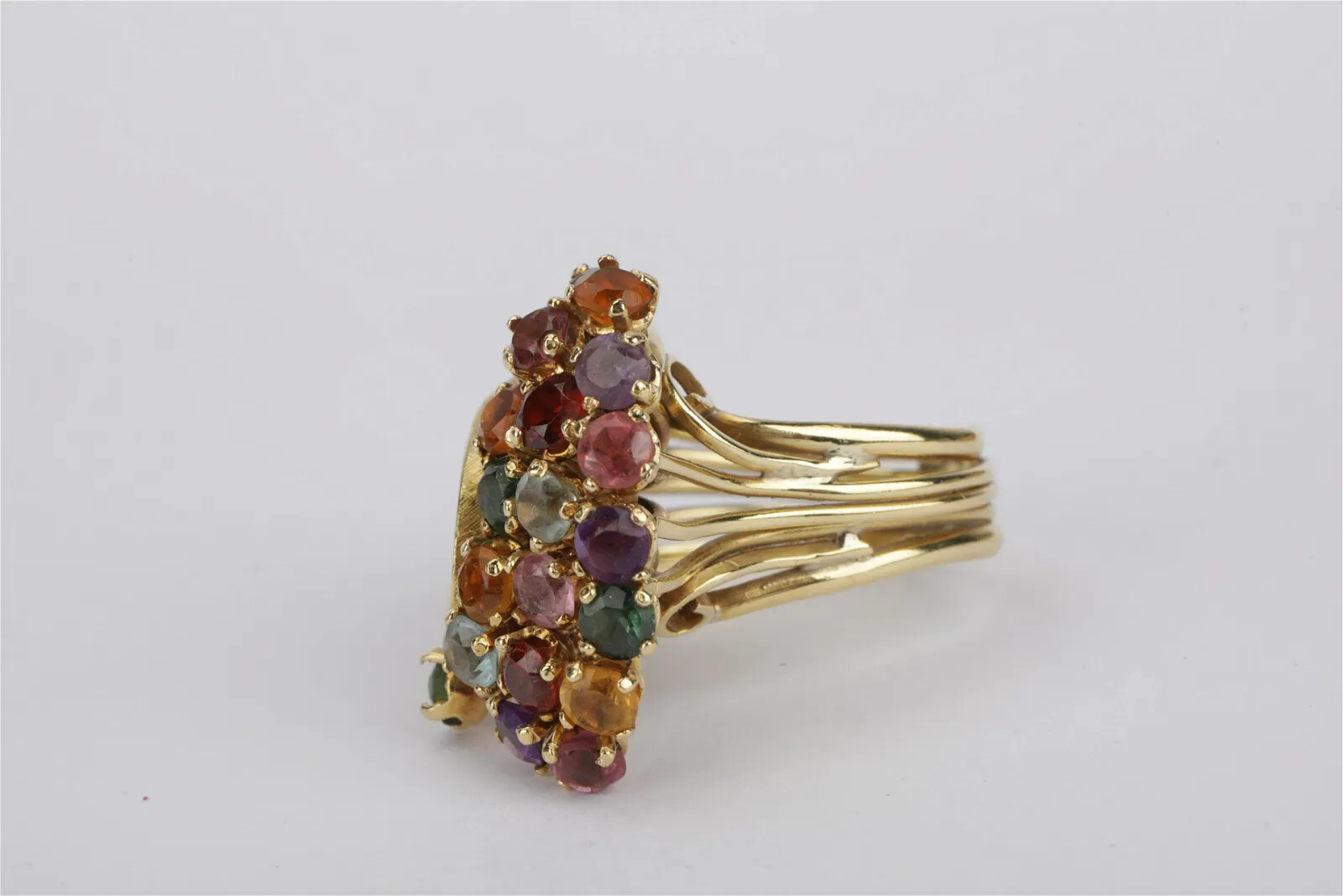 18k Solid Gold Ring With Multi Gemstones   Size 6… - image 3