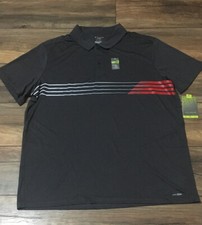 Tek Gear Drytek Quick Dry Polo Hawk Gray w/ Gray  Red Accent Performance Shirt
