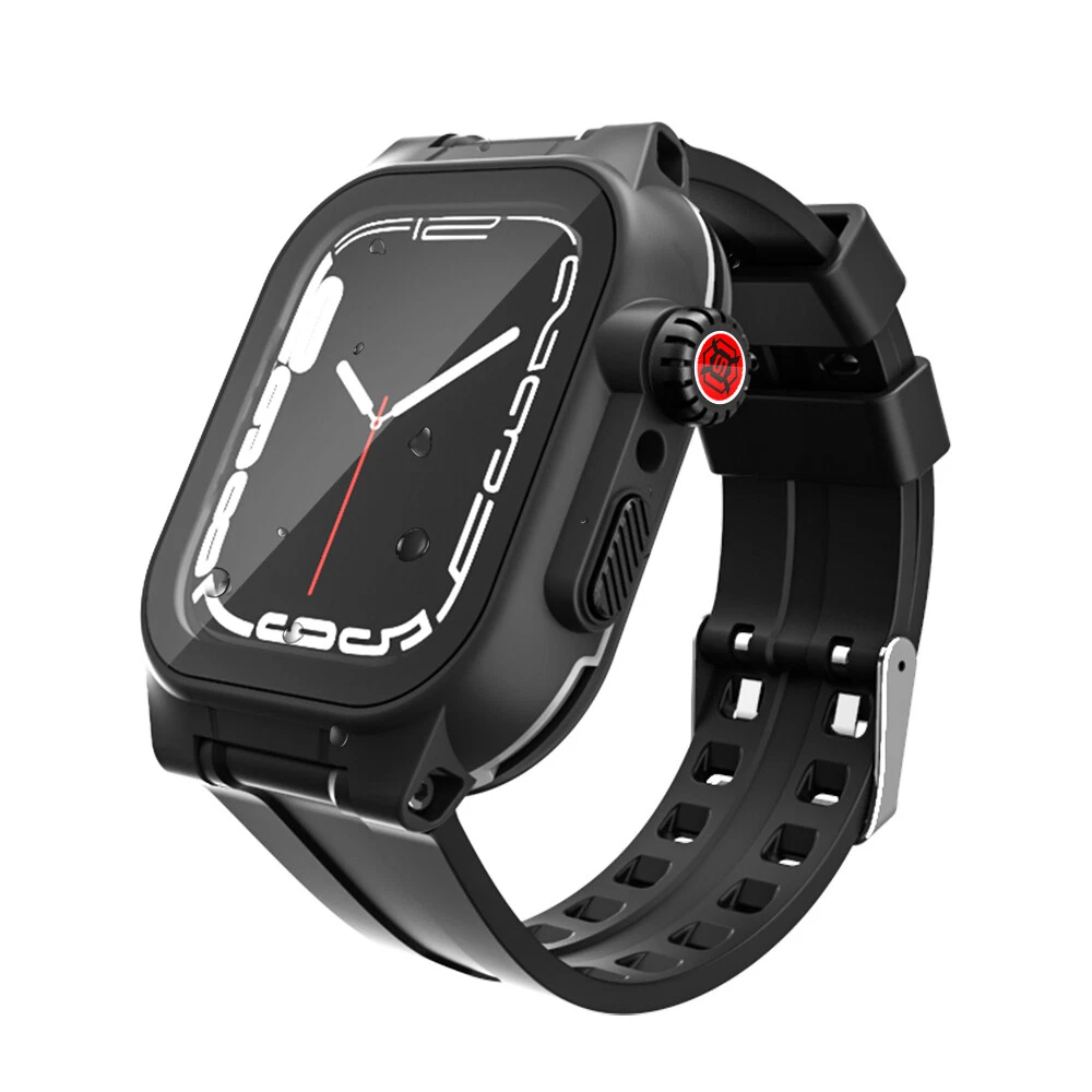 Screen Protector Waterproof Full Cover Case + Strap For Apple Watch 9 8 7 6 5 4-image