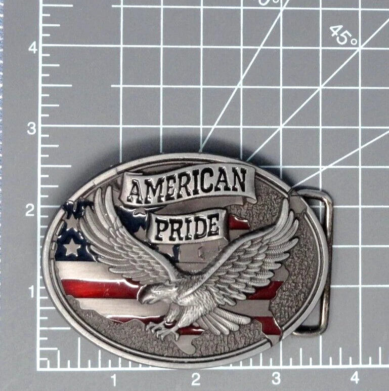 Fivela de cinto American Pride Eagle cowboy motociclista estrelas listras vintage anos 90.TWY896 - Imagem 3 de 4