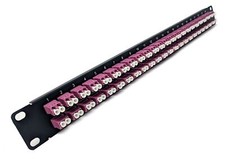 1U 48port Patch Panel w/ LC Duplex Multimode OM4 Magenta Colored Adapters
