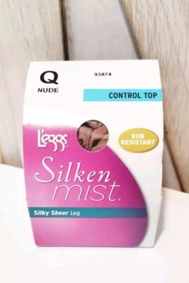 Leggs Silken Mist Silky Sheer Leg Control Top Run Resistant NUDE Size Q