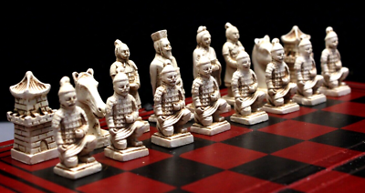 VINTAGE Old Chinese Terracotta Warriors Wooden Chess Set | eBay