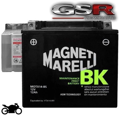 BATTERIA MOTO MAGNETI MARELLI MOTX14-BS 12V 12Ah (YTX14-BS FTX14-BS)