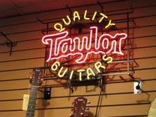 Quality Guitars Taylor Store Open 17"x14" Neon Light Sign Lamp Real Glass Decor