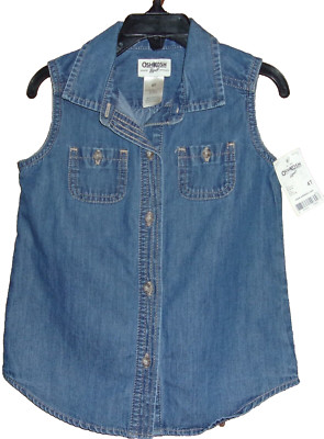Osh Gosh B'Gosh Denim Sleeveless Girl's Shirt Size: 4T NWT $20