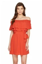 Lovers+Friends 241219 Womens Suntime Off the Shoulder Mini Dress Red Size Large