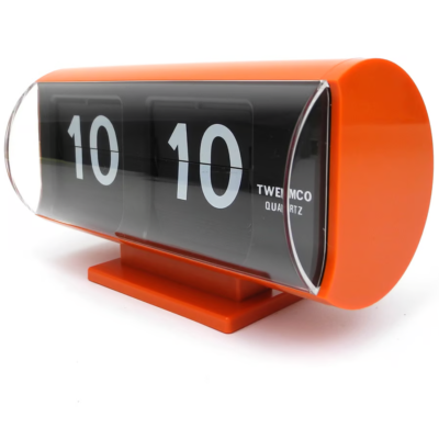 TWEMCO Drum Style Retro Bedroom Desktop Flip Clock QT30T Orange