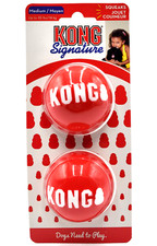 Kong Signature Balls 2-pk Md Squeaky Bouncy Dog Fetch Toy 2.5"
