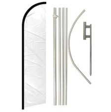 White Windless Full Curve Advertising Solid Color Banner Flag  Pole Kit