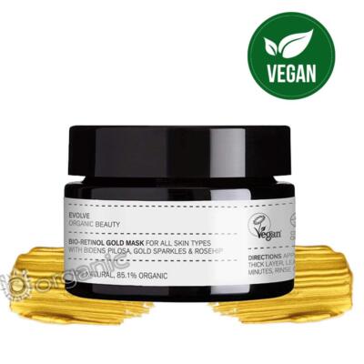 Evolve Beauty Organic Natural Bio-Retinol Gold Face Mask 30ml Cellular Renewal