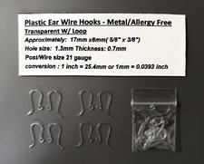 NEW Bulk Qty - 100 pieces - 17mm-Plastic Ear Hooks - Hypoallergenic Metal Free