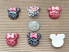 9 pcs x 1.1" Resin Mickey Minnie Mouse w/Polka Dot Bow Flatbacks/Embellishments