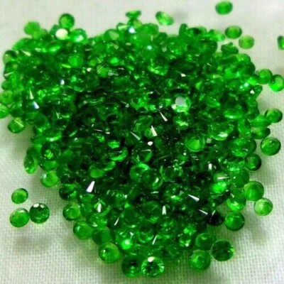 Natural Green Emerald  Round Cut 2 MM 100 pcs Loose Gemstone IDGL Certified Q5