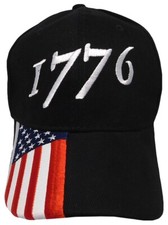 TRUMP 2024 2028 1776 USA Flag On Bill Black Premium Cotton Embroidered Cap Hat