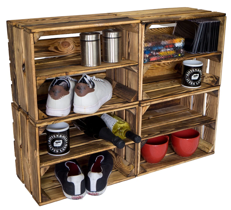 Obstkiste Bella Längs geflammt Kinderschuhregal Weinkisten Holzkistenregal Kiste - Bild 3 von 4