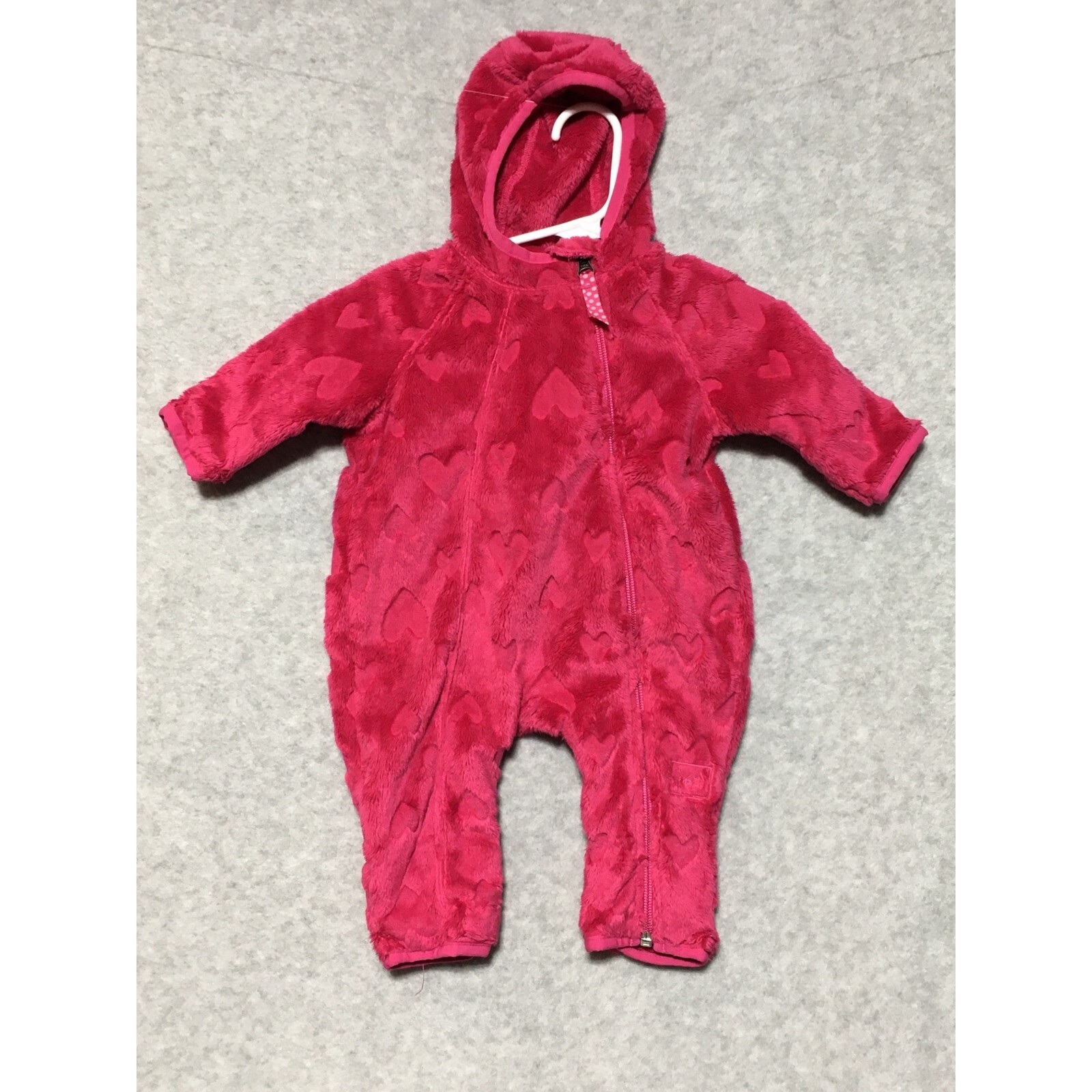 REI Baby Girl 3 Month Fleece Bunting Hooded Plush Soft Pink Hand & Foot