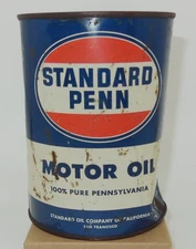 Vintage STANDARD PENN 1 Qt. Motor Oil Can S.A.E. 20