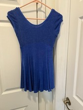 Girls Blue Sparkle Short Sleeve Ice Skating Dress