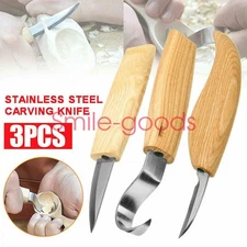 3Pcs Spoon Wood Carving Whittling Hook Knife Cutter DIY Craft Hand Tools 155mm