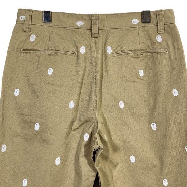 A Bathing Ape BAPE Ape Head Stitched Cotton Chino Pants Beige M W79cm BA0226211 thumbnail 7