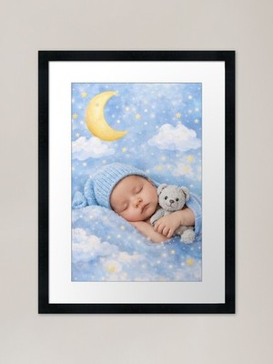 Individuelles Baby Geburtsstatistik Poster | PE gerahmtes Wandbild Poster Leinwanddruck Bild