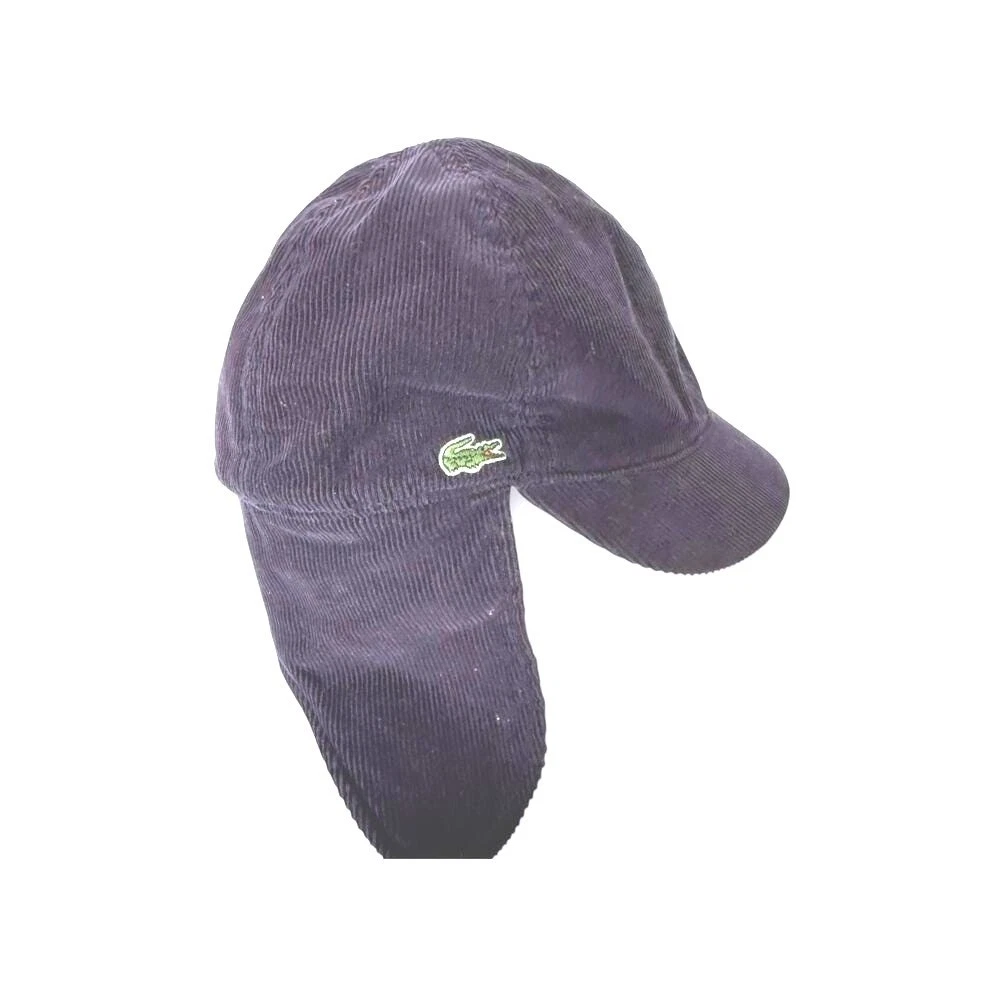 Vintage Lacoste Hat Sherpa Fleece Medium Made In USA Corduroy Navy Blue