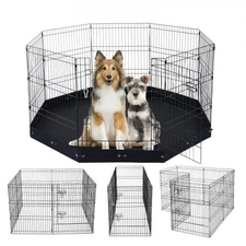 VEVOR Dog Playpen,8 Pcs 30"Hx24"W Panels Foldable Metal Pet Exercise Pen,Dog Fen