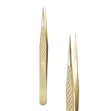 High Precision Eyelash Tweezers Straight Tip Lash Extensions Tweezer, Gold